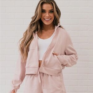 Rae Mode Baby Pink Full Zip Cropped Hoodie